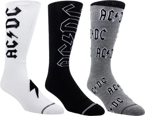 AC/DC - Perri's - AC/DC - Crew Socks (Assorted Styles 3 Pack Gift Box)