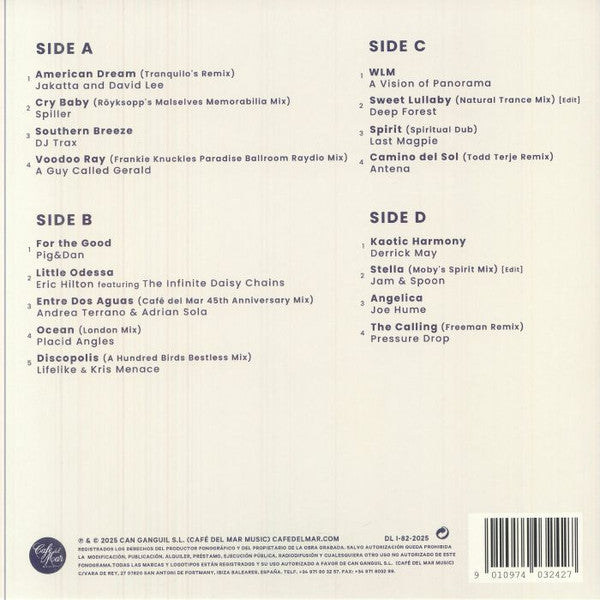 Cafe Del Mar - 45th Anniversary - 2LP Black Vinyl (Various Artists)