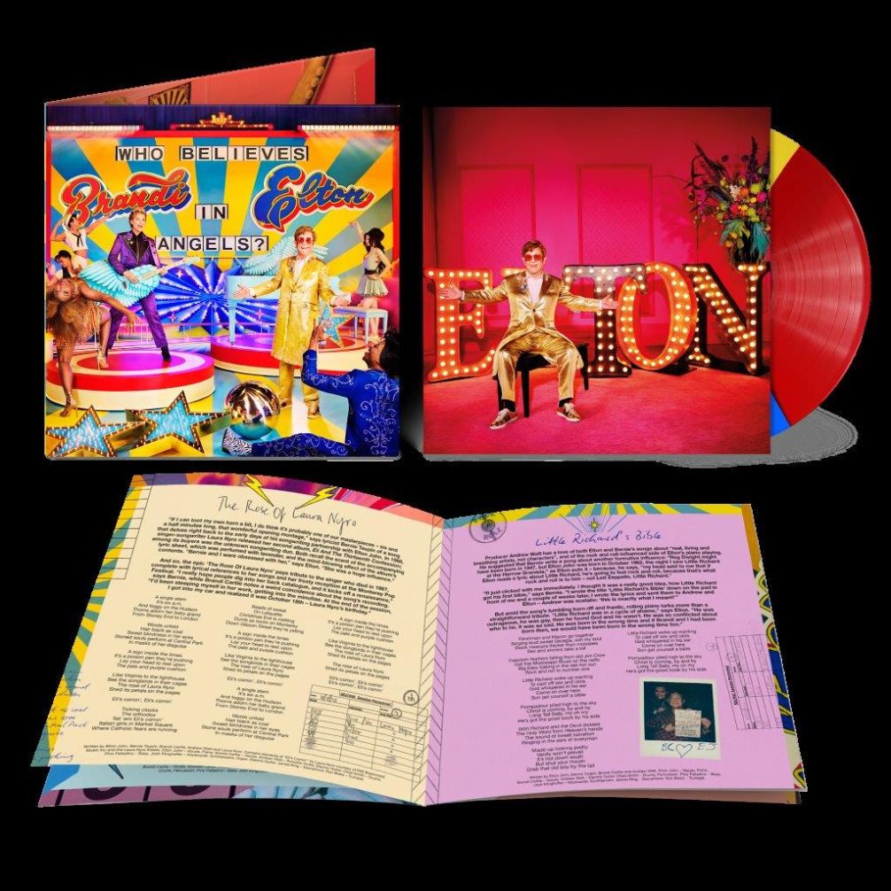 Elton John & Brandi Carlile - Who Believes In Angels? Tri-colour Red, Yellow, Blue Vinyl