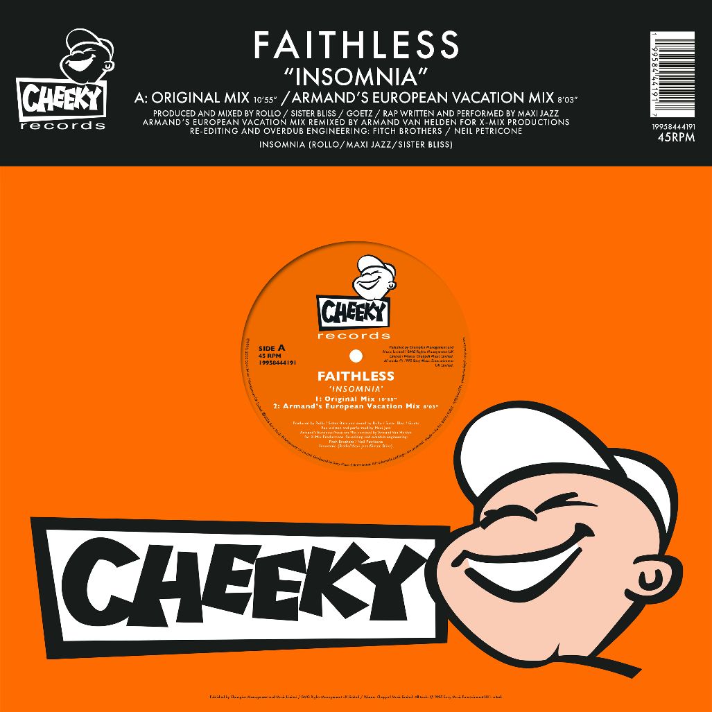 Faithless - Insomnia (30th Anniversary) - 12" Orange Vinyl