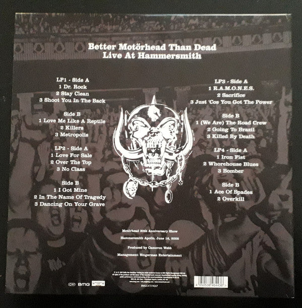 Motörhead - Better Motörhead Than Dead - Live At Hammersmith: 4xLP Vinyl