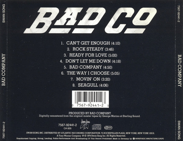 Bad Company - Bad Company - Remastered CD