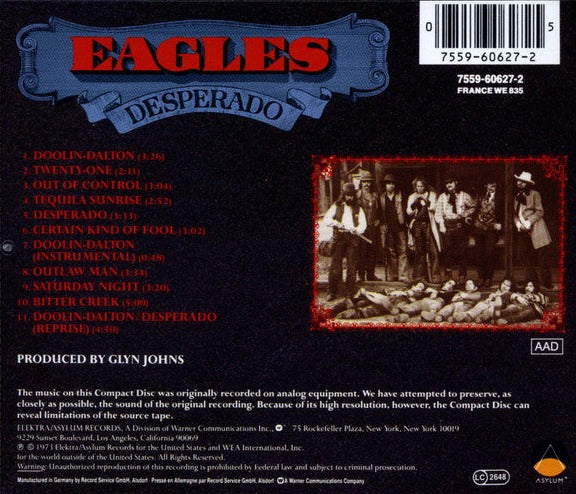 Eagles - Desperado : Remastered CD
