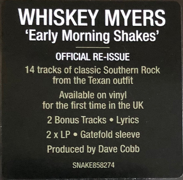 Whiskey Myers - Early Morning Shakes 2LP + Bonus Tracks