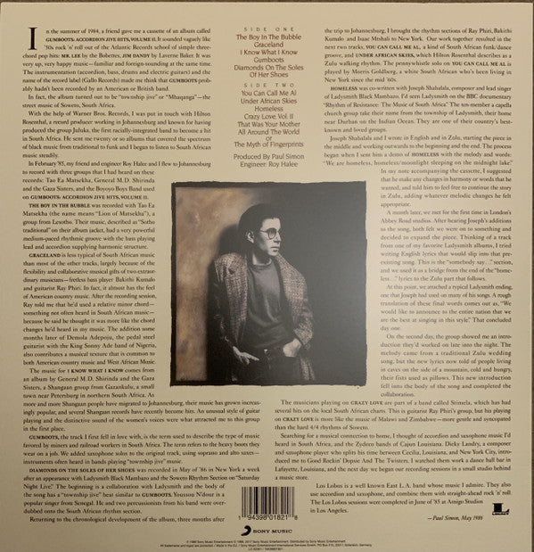 Paul Simon - Graceland: Limited Transparent Clear Vinyl
