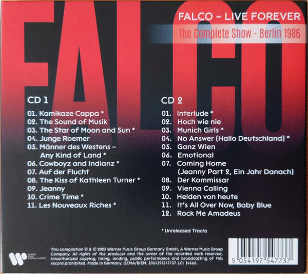 Falco - Live Forever (The Complete Show – Berlin 1986) Remastered 2CD