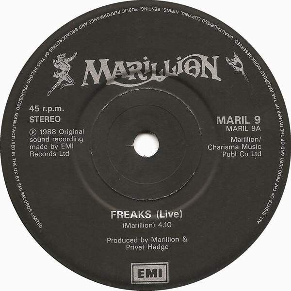 Marillion - Freaks (Live) / Kayleigh (Live) : 7" Vinyl Single
