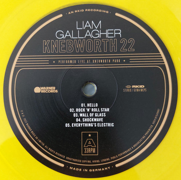 Liam Gallagher - Knebworth 22 - Limited 2LP Yellow Sun Vinyl With Poster