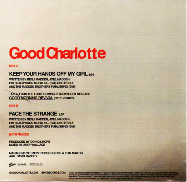 Good Charlotte - Keep Your Hands Off My Girl 7" Picture Disc