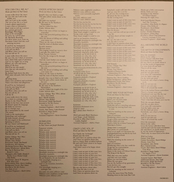 Paul Simon - Graceland: Limited Transparent Clear Vinyl
