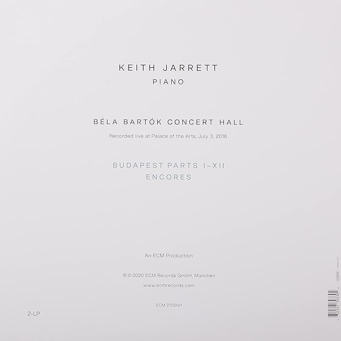 Keith Jarrett - Budapest Concert - 2LP Heavyweight Vinyl