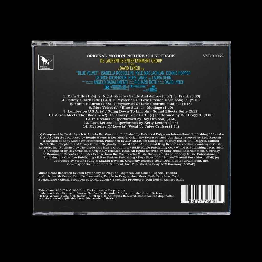 Angelo Badalamenti - Blue Velvet (Original Motion Picture Soundtrack) 40th Anniversary CD