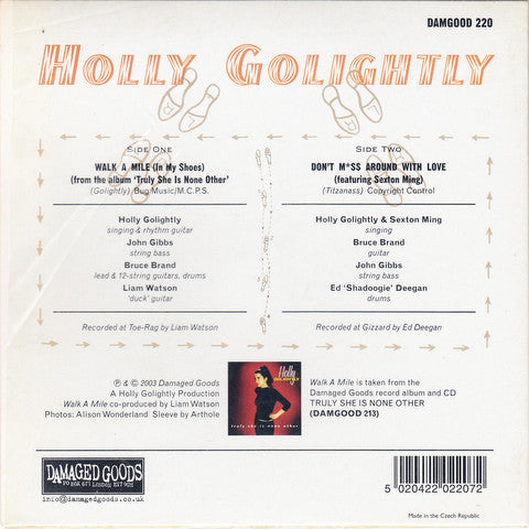 Holly Golightly ‎– Walk A Mile (In My Shoes) Limited Edition Brown 'Swirly' 7" Vinyl