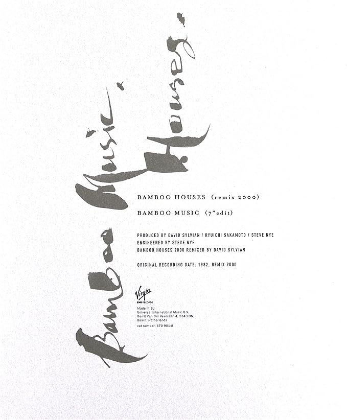 David Sylvian Ryuichi Sakamoto - Bamboo Houses / Bamboo Music - 7 Single