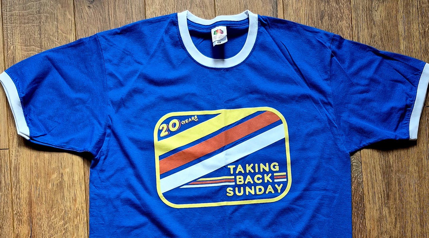 Taking Back Sunday - 20 Years - Blue Ringer T-Shirt (Large)