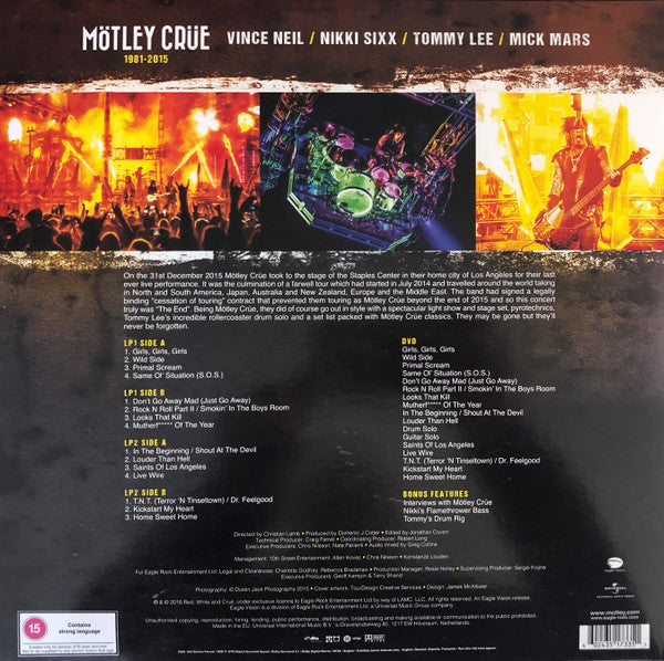 Mötley Crüe - The End Live In Los Angeles: Limited 2LP Yellow Vinyl + DVD