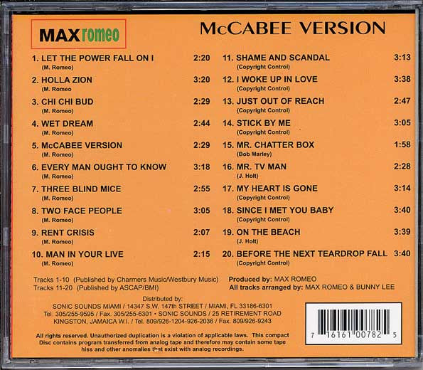 Max Romeo - McCabee Version (CDr, Comp)