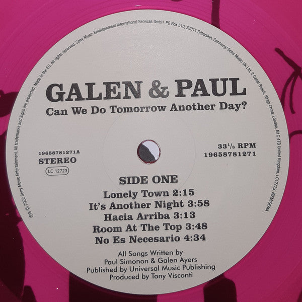 Galen & Paul - Can We Do Tomorrow Another Day? (LP, Album, Pin)