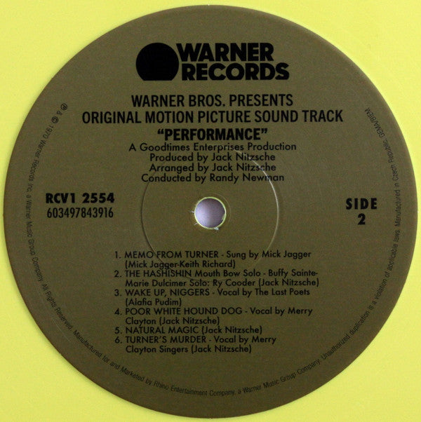 Various - Performance: Original Motion Picture Sound Track (LP, Album, Ltd, RE, Yel)