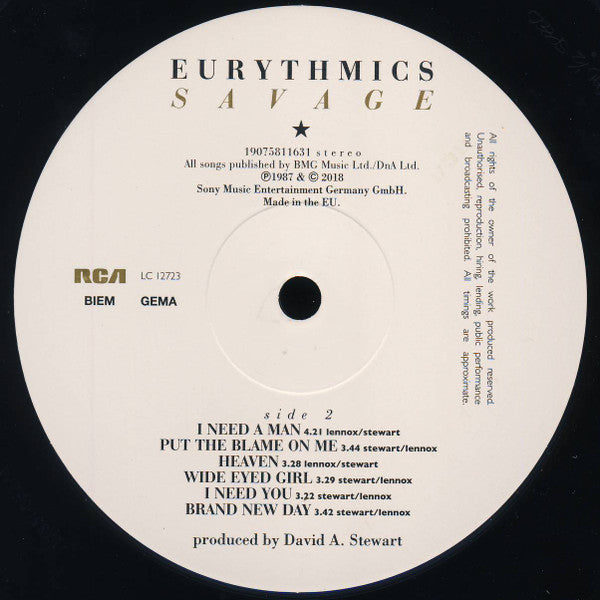 Eurythmics - Savage (LP, Album, RE, RM, 180)