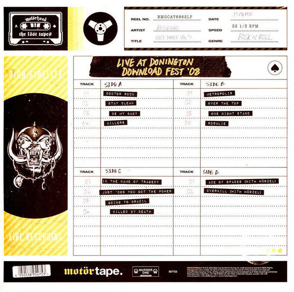 Motörhead - The Löst Tapes Vol. 5 (Live At Donington Download Fest '08) Limited 2LP Clear Yellow Vinyl