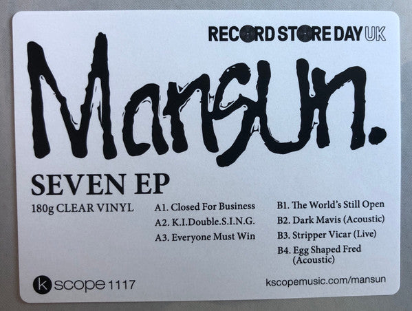 Mansun - Closed For Business: Limited 12" Clear Vinyl