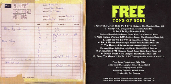 Free - Tons Of Sobs - Remastered CD